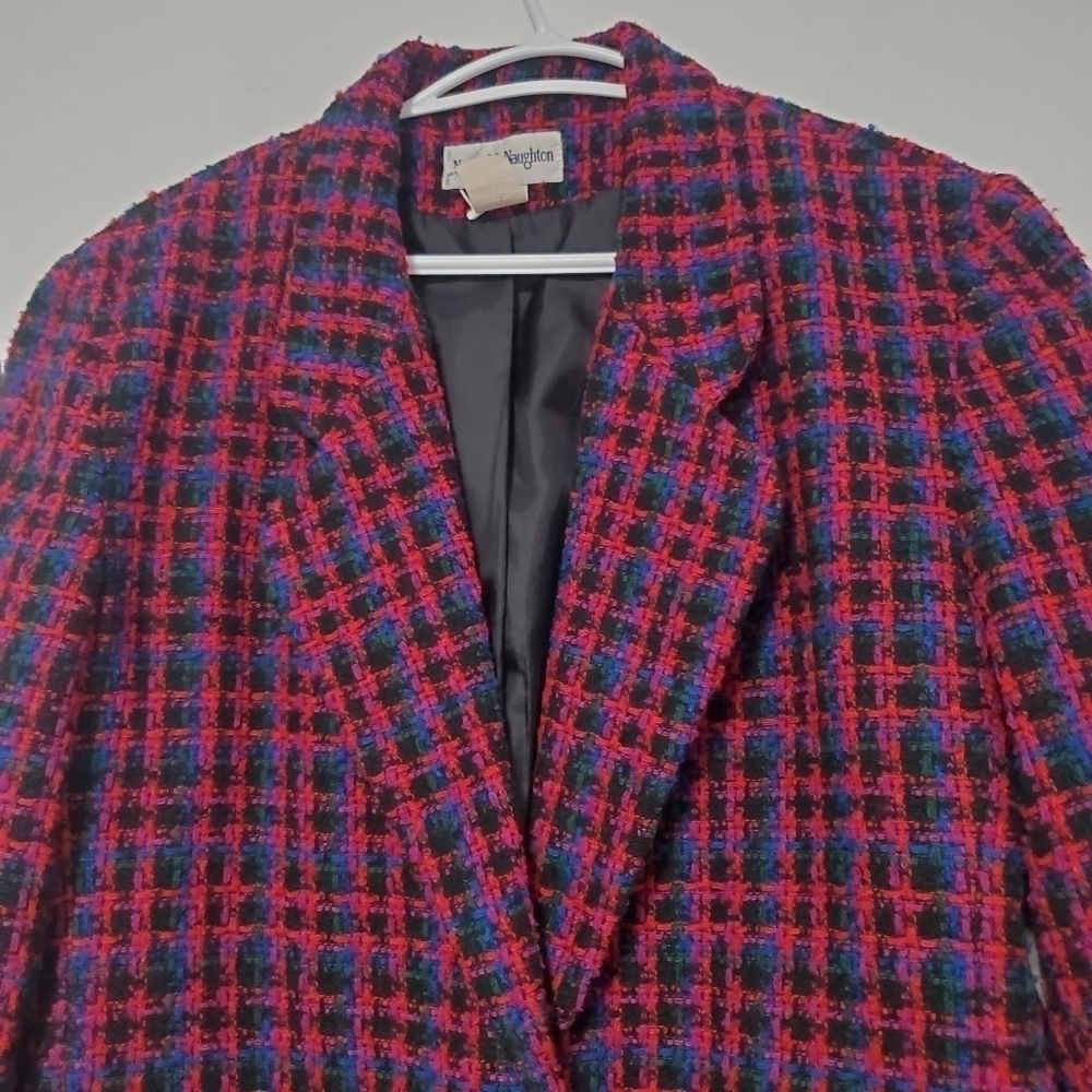 Norton McNaughton Red and Blue Plaid Blazer - Picture 4 of 7